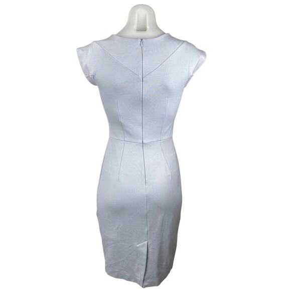 French Connection Blue Short Sleeve Asymmetric Neck Mini Pencil Sheath Dress XS - Picture 3 of 5